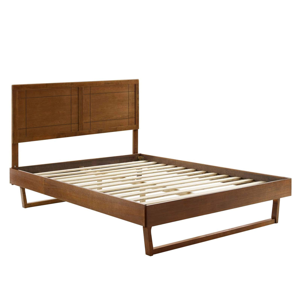 Modway Mod-6625-Wal Marlee Full Wood Platform Bed With Angular Frame, Walnut
