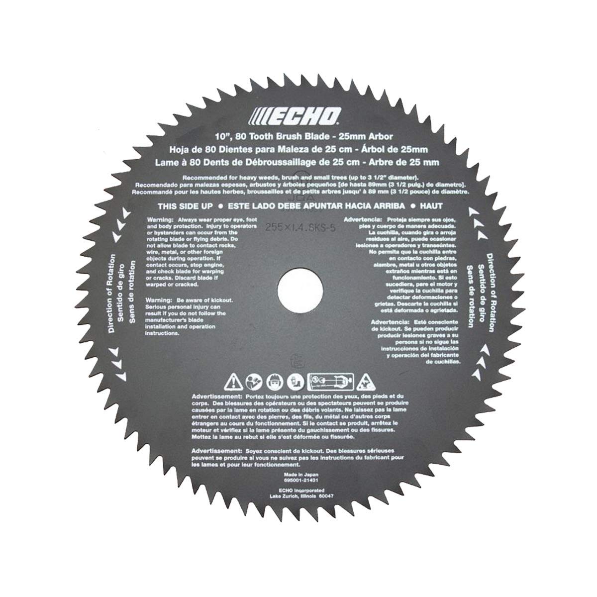 Echo/Shindaiwa 80 Tooth 10' Diameter Circular Saw Blade For Echo Trimmers & Brushcutter / 69500121431, 69500121430