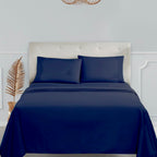 Clara Clark Bed Sheets, Premier 1800 Series 4 Piece Bed Sheet Set, Deep Pocket, Wrinkle, Fade, Stain Resistant, Luxury Soft Bedding Sheets & Pillowcases, Split King, Navy Blue