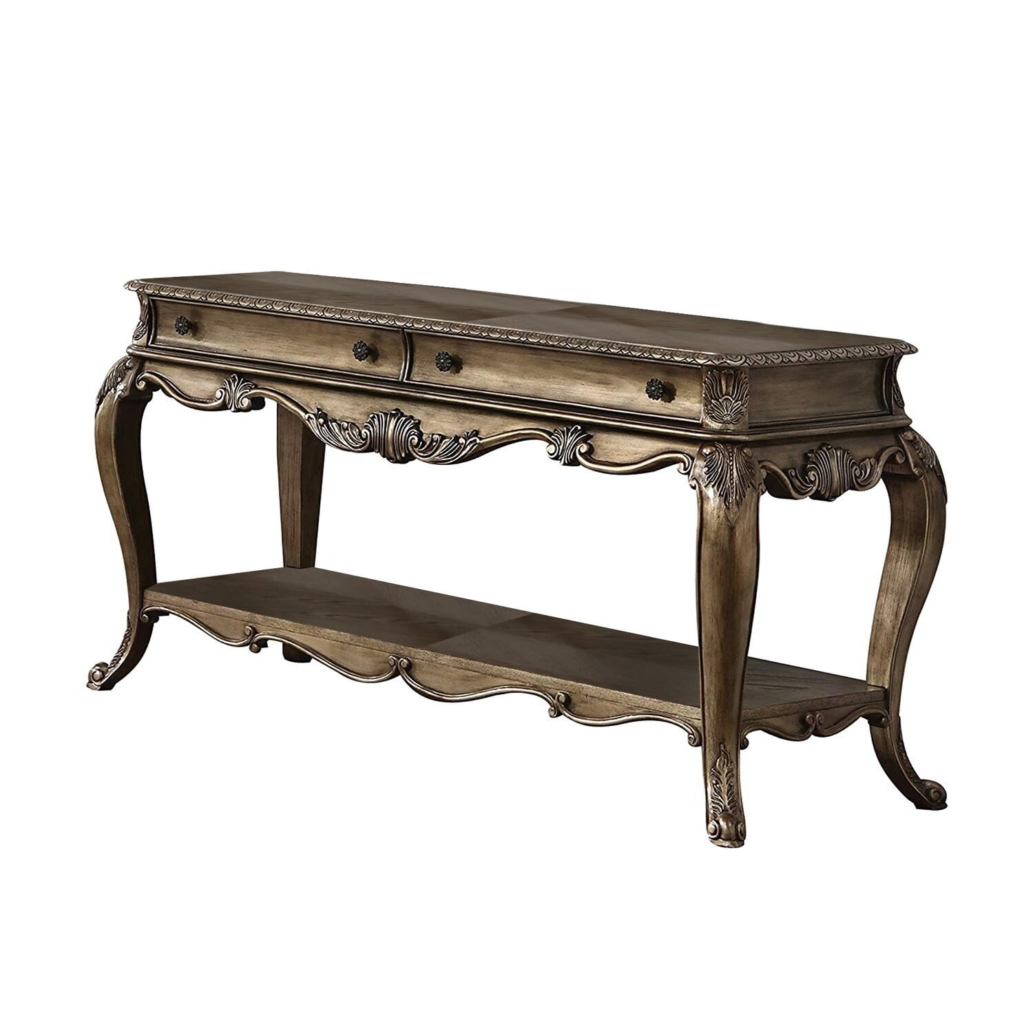 Benjara Benzara Wooden Sofa Table With Two Drawers And Bottom Shelf, Brown,