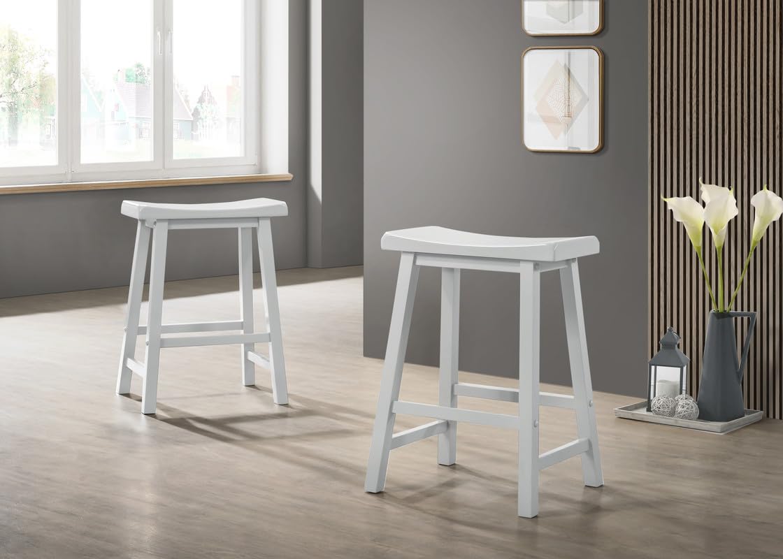 LILOLA LIVING Set of 2 Alonzo White Backless Ergonomic 17.5' Counter Height Stool