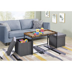 Lilola Home Monty Rustic Brown Wood Grain 3 Piece Coffee Table Set with Raised Edges