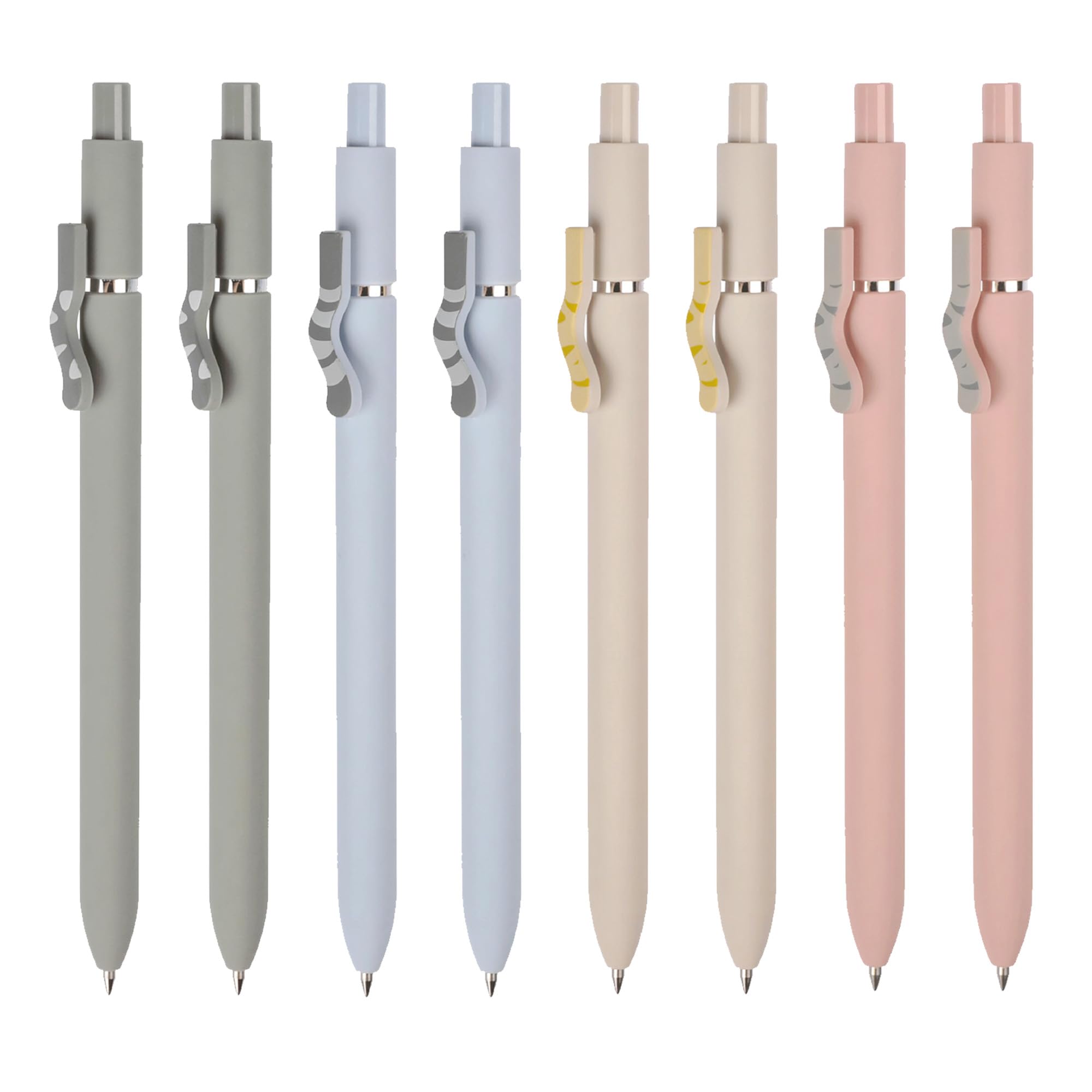 Vico Cat Gel Pens - 8 Pcs 0.5Mm Quick Dry Black Ink Pen, Fine Point Smooth Writing Pens, Aesthetic Cute Kawaii Pen For School &