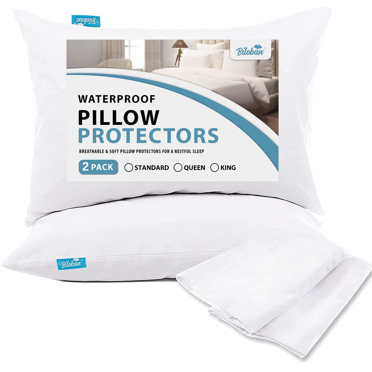 King Pillow Protector Waterproof 4 Pack Pillow Cases With Zipper Noiseless & Breathable For King Size Pillows Machine Washable P