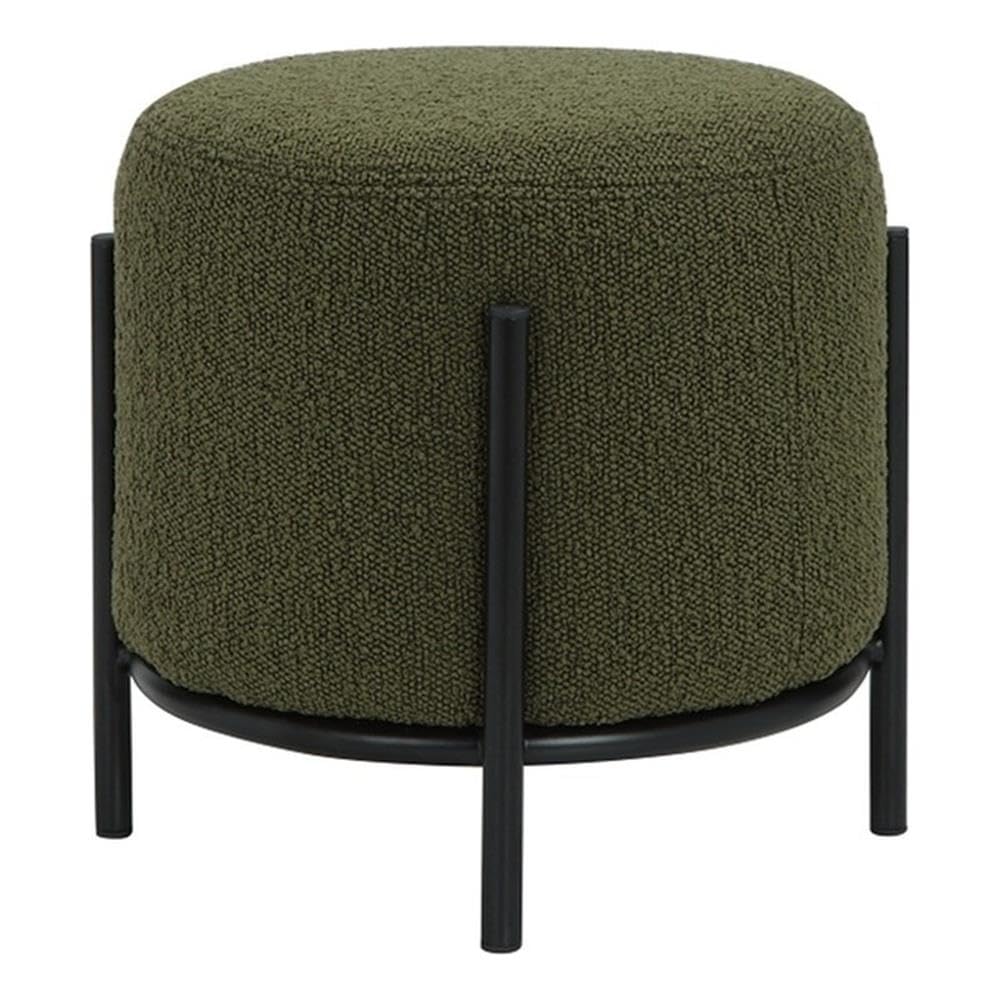 Pangea Home Lolo Round Stool Boucle Fabric Green