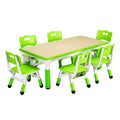 Kids Table and Chairs Set, Height Adjustable Desk With 6 Seats for Ages 2-10,Arts & Crafts Table,Graffiti Desktop, Non-Slip Legs