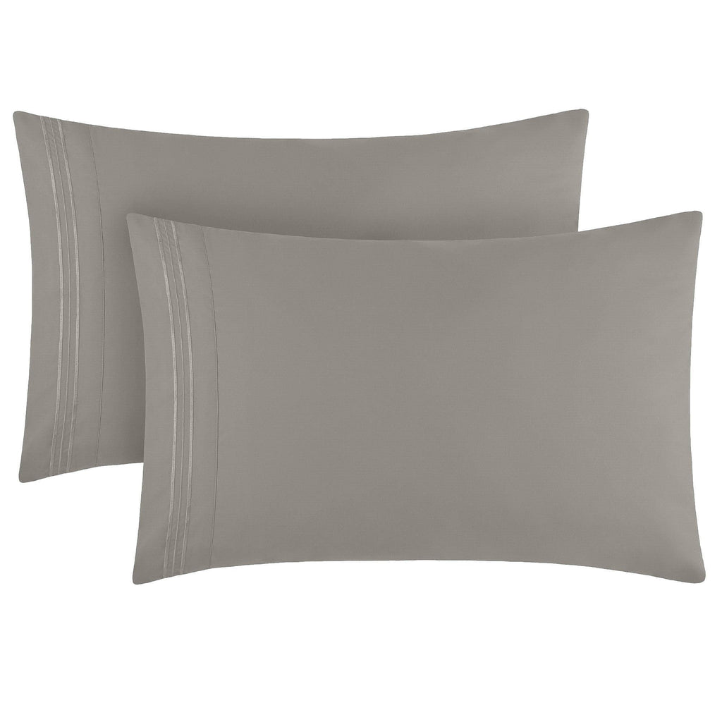 Mellanni Pillow Cases - 2 Pc Iconic Collection Pillowcases - Luxury, Extra Soft, Cooling Pillow Covers - Envelope Closure (King 20' X 40', Taupe)