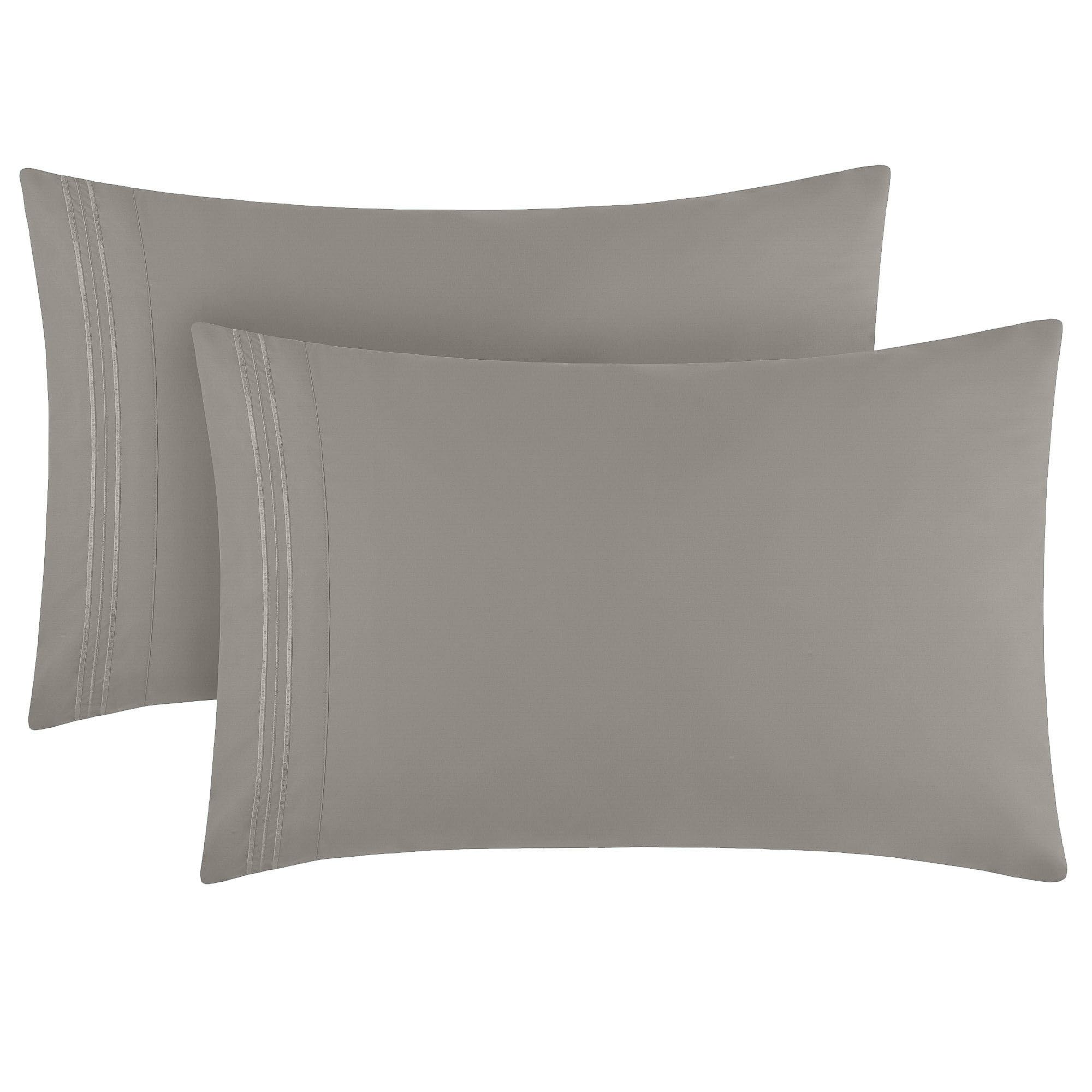 Mellanni Pillow Cases - 2 Pc Iconic Collection Pillowcases - Luxury, Extra Soft, Cooling Pillow Covers - Envelope Closure (King 20' X 40', Taupe)