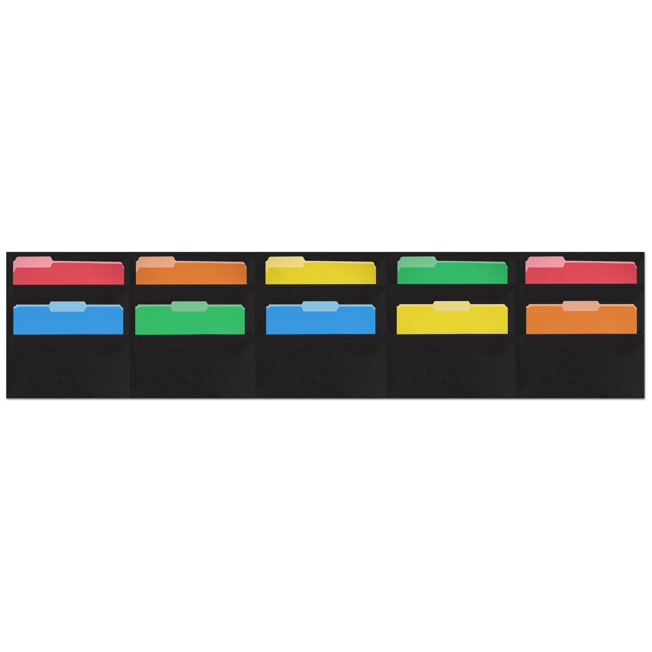 Essex Wares - 10 Pocket Horizontal File Hanging Paper Organizer For Letter Documents, Black, 69.5' Wide X 15.5' - Hanging Pock
