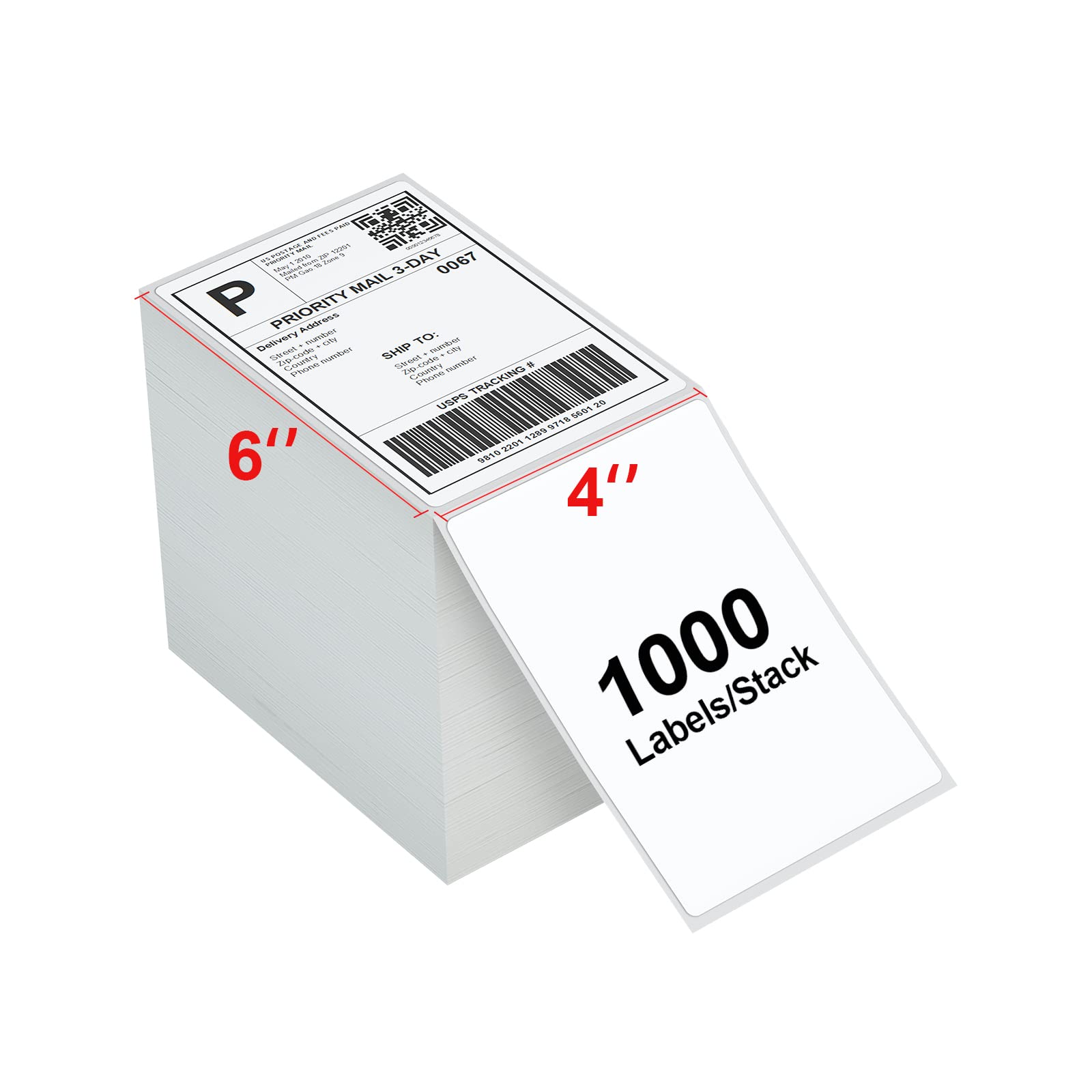 Kingtac Thermal Direct Shipping Label (Pack Of 1000 4X6 Fan-Fold Labels) - Commercial Grade, Compatible With Zebra & Rollo & Mun
