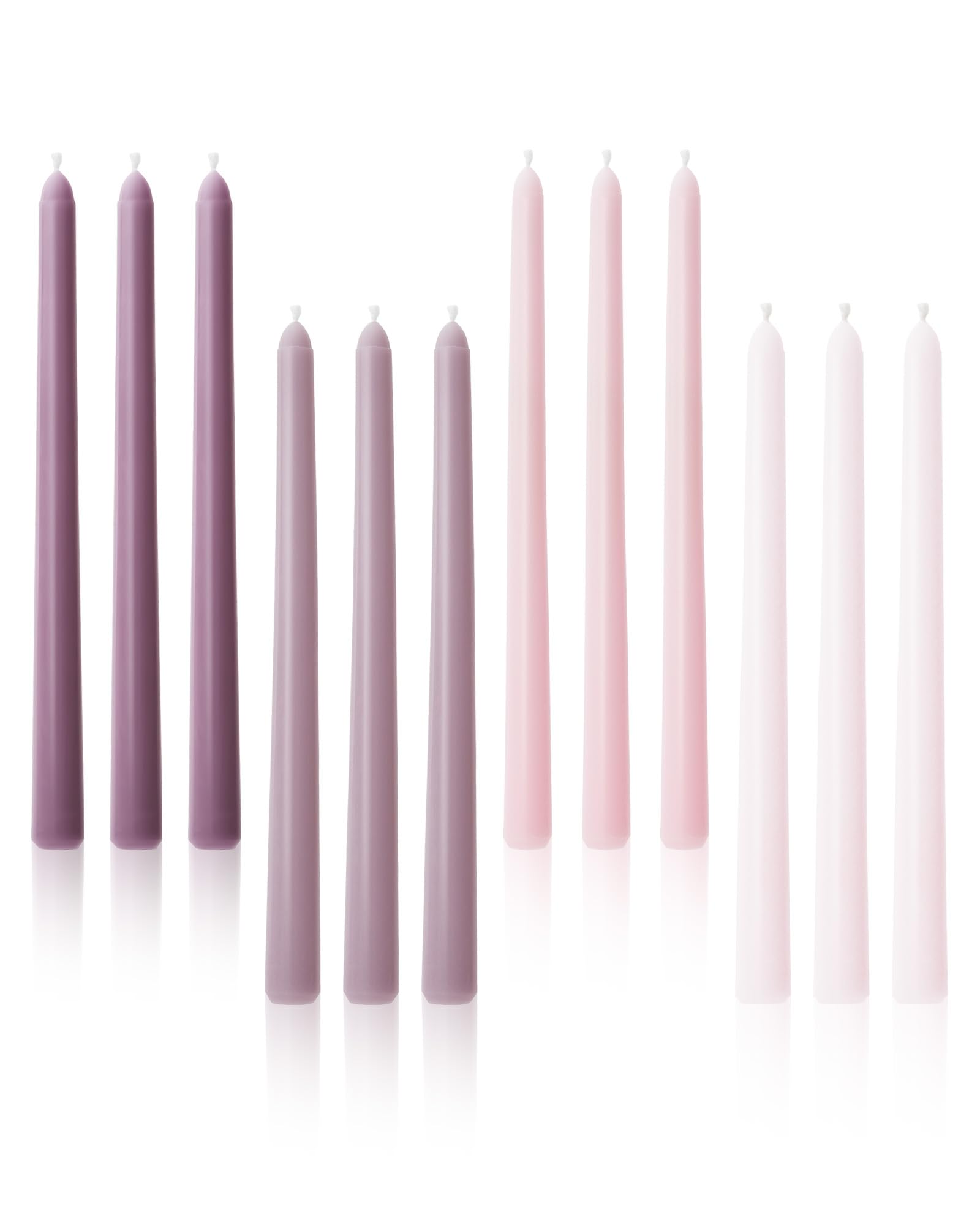 Viyffo Taper Candles 10 Inch Purple Set of 12 Unscented, Dripless, Smokeless Long Tall Tapered Candlesticks Wedding Home Decor D