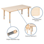 Flash Furniture Emmy 23.625'W X 47.25'L Rectangular Natural Plastic Height Adjustable Activity Table Set With 4 Chairs