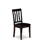 East West Furniture ANC-CAP-LC Antique Dining Chairs - Faux Leather Upholstered Wooden Chairs, Set of 2, Cappuccino