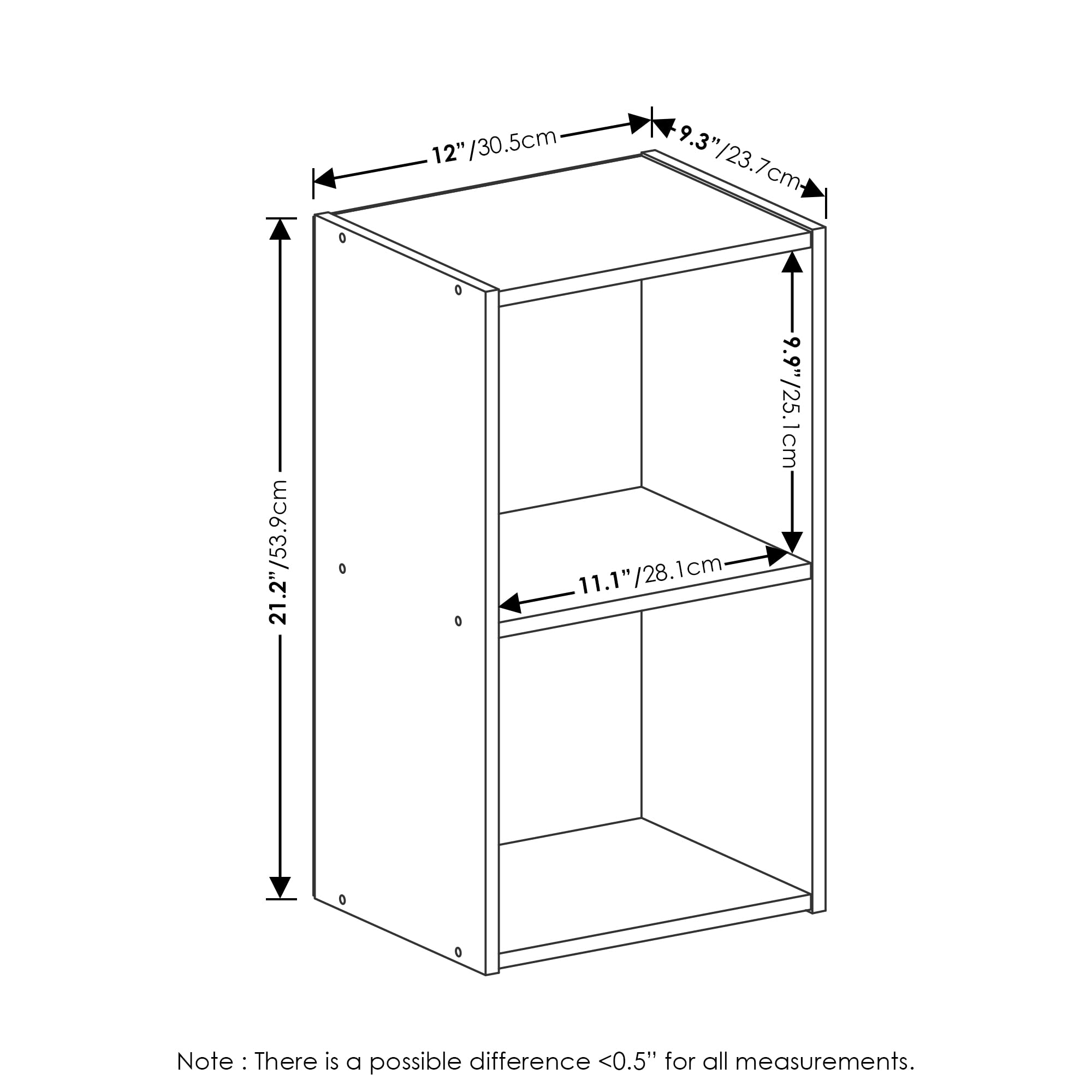 Furinno Luder Bookcase / Book / Storage, 2-Tier Cube, White
