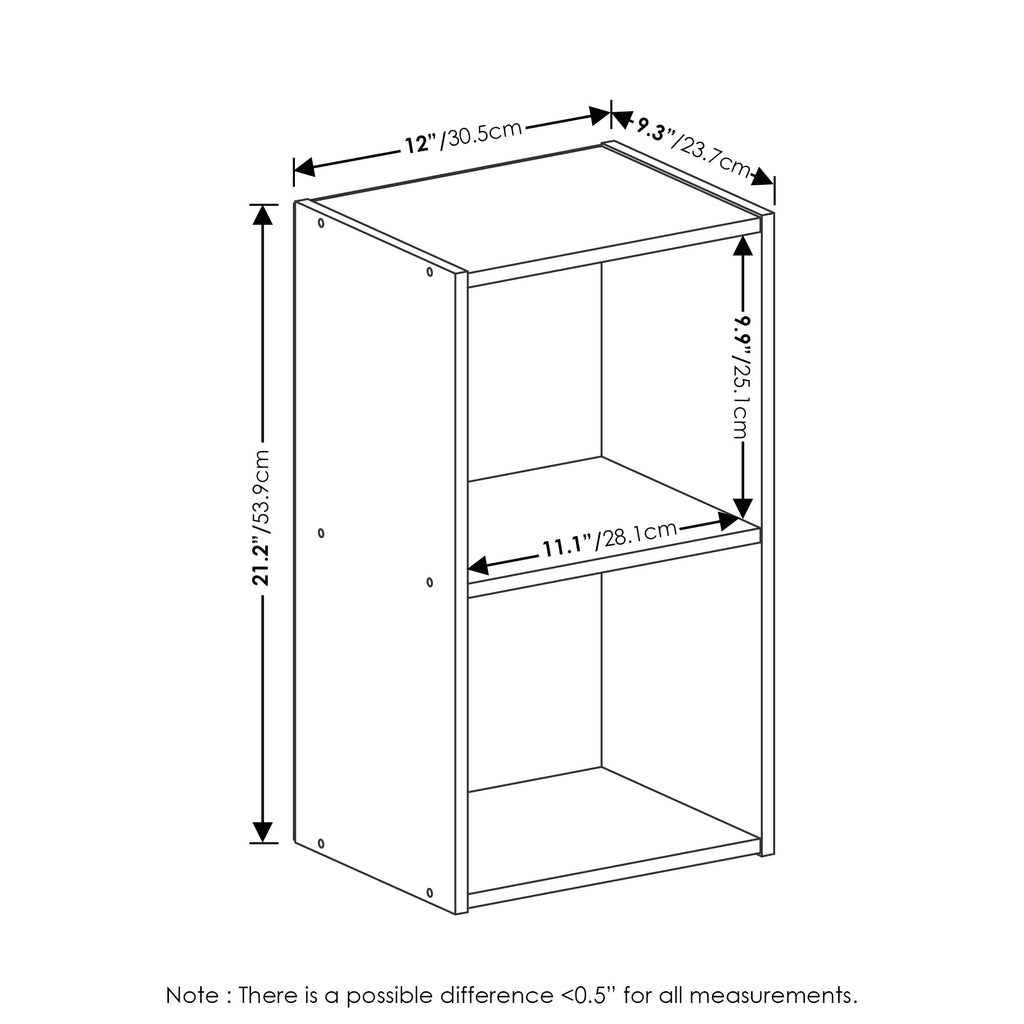 Furinno Luder Bookcase / Book / Storage, 2-Tier Cube, Green/White