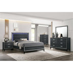 Acme Haiden Wooden 2-Drawer Nightstand with Silver Trim in Weathered Black
