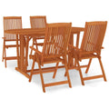 vidaXL 5-Piece Patio Dining Set - Adjustable and Foldable Outdoor Wood Chairs - Solid Eucalyptus Wood Furniture for Garden, Deck