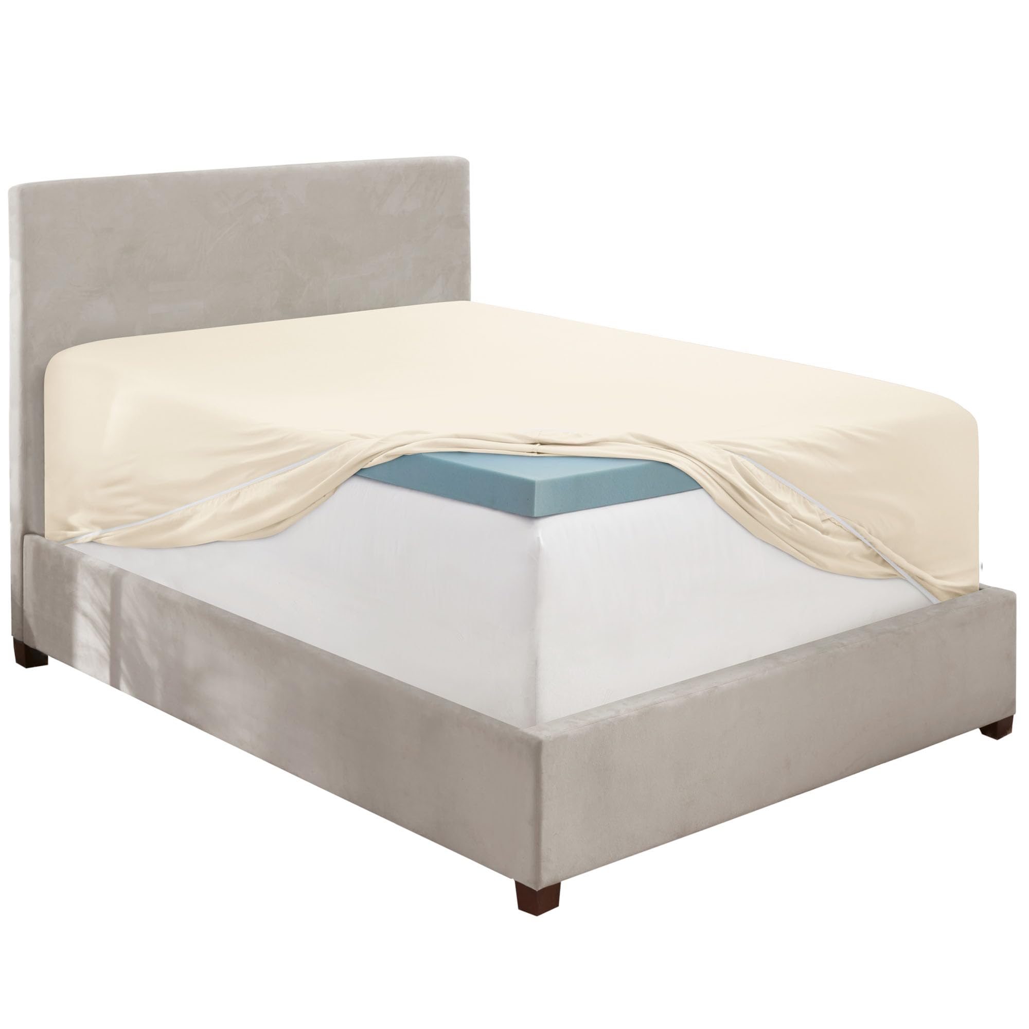 Hearth & Harbor Off White Fitted Sheet Queen Size, Extra Deep Pocket Queen Fitted Sheet Only, 1800 Microfiber Fitted Bed Sheet, Soft Fitted Queen Sheet Fits Up To 24 '' Mattress