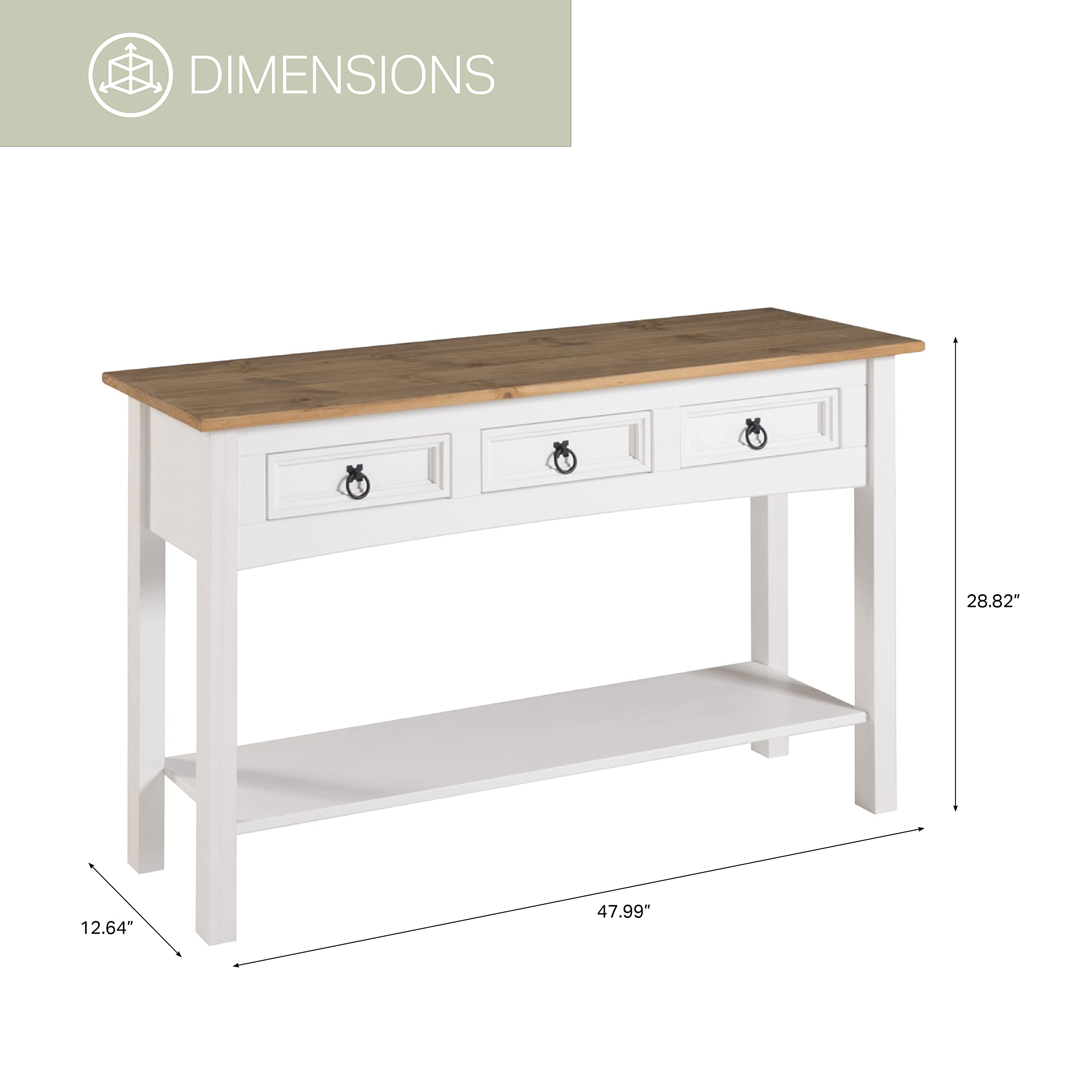 American Furniture Classics Cottage Series Wood Hall Table, Corona Snow