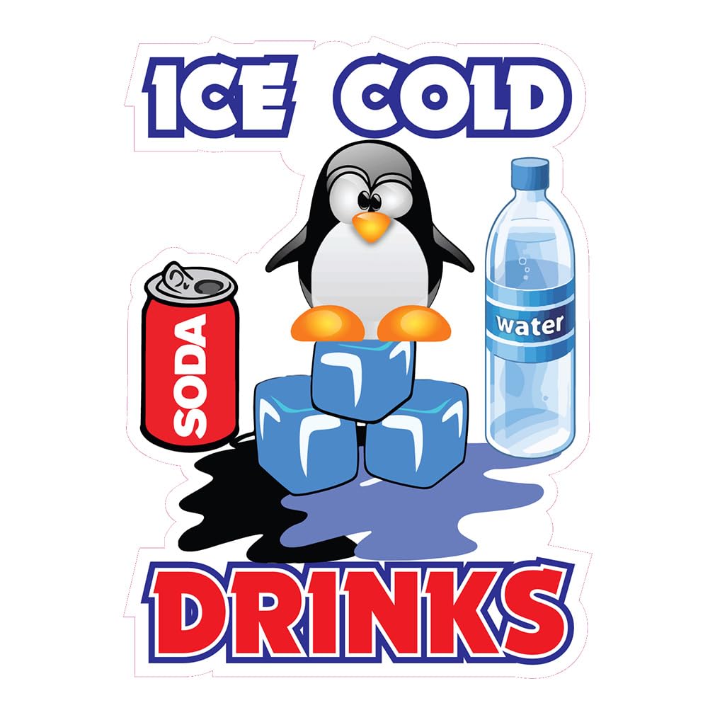 Ice Cold Drinks Concession Restaurant Food Truck Die-Cut Vinyl Sticker 24 Inches