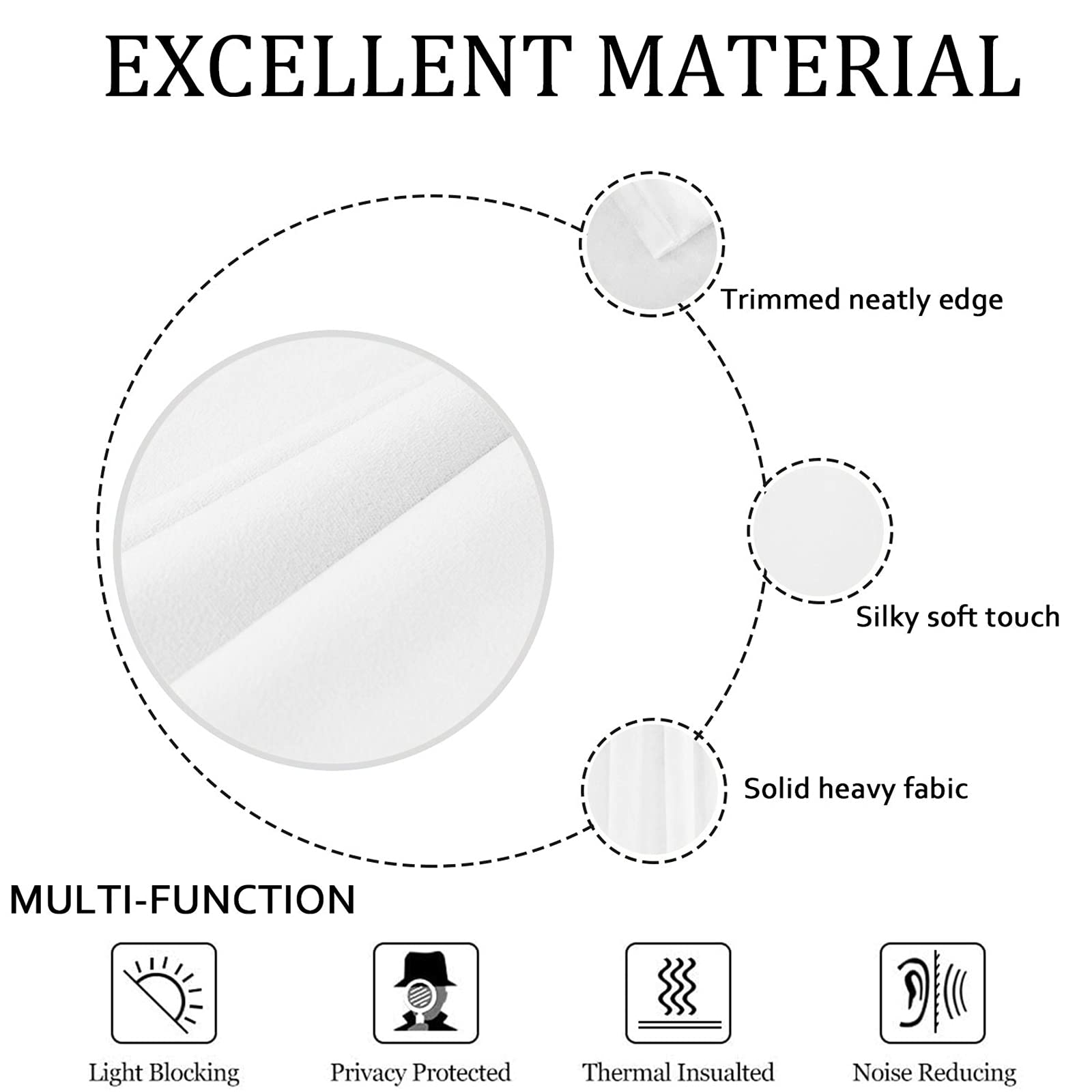 Smiletime White 84 In Long Velvet Curtains With Grommet, Thermal Insulated Super Soft Privacy Noise Reducing Light Filtering Vel