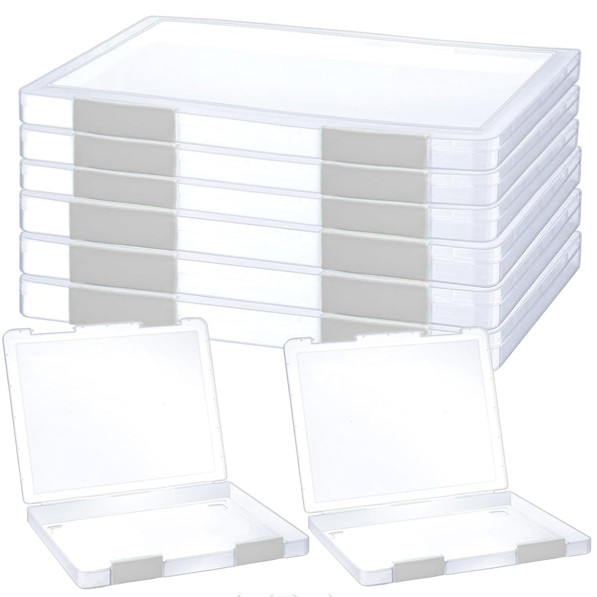 Lonlyeagle 6 Pcs Clear A4 File Portable Project Case, Plastic Storage Box For 8.5' X 11' Letter Paper, Scrapbook Paper Storage