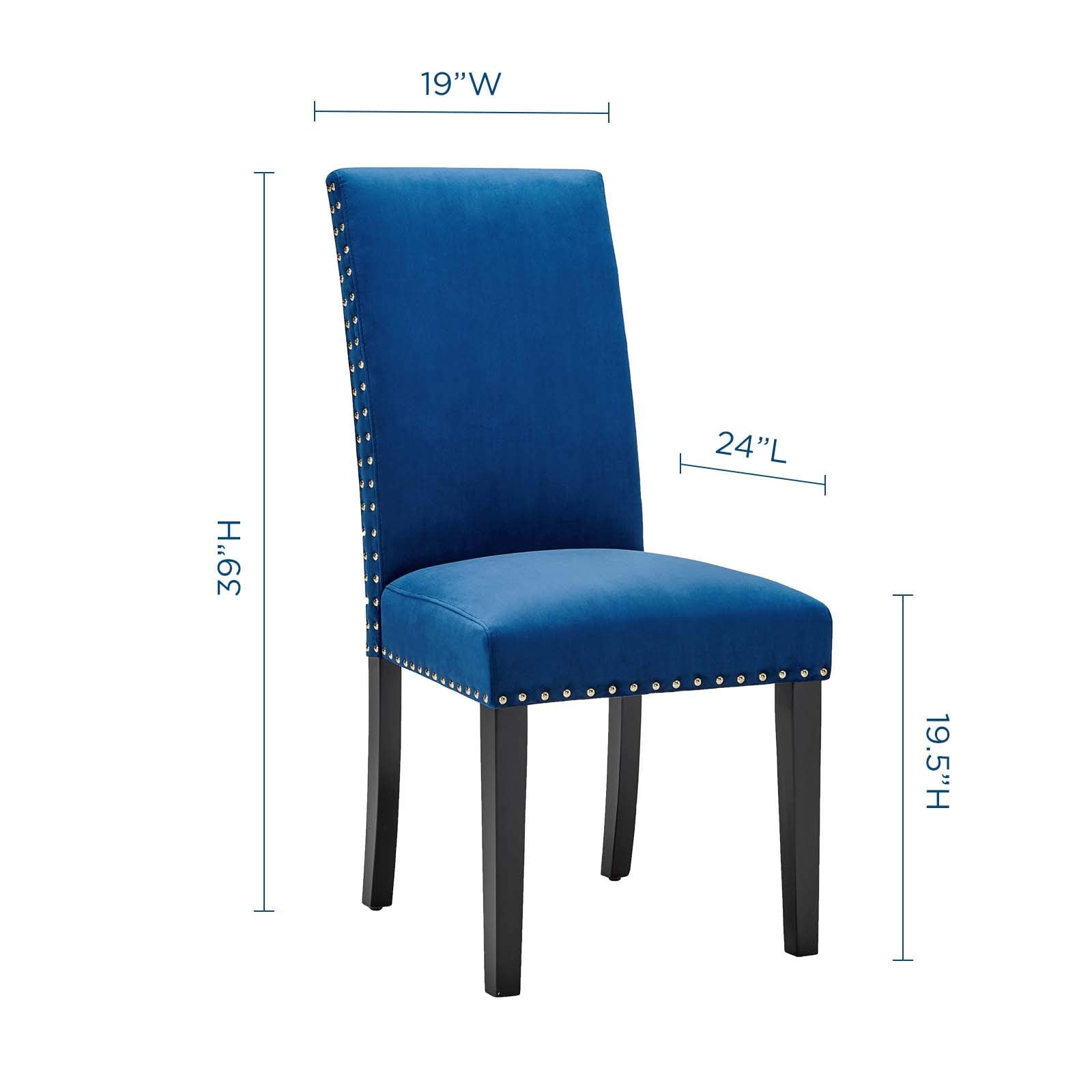 Modway Parcel Performance Velvet Dining Side Chairs - Set Of 2, Navy