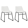 Signature Design By Ashley Centiar Urban Industrial Faux Leather 18.75' Bucket Dining Chair, 2 Count, White