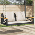 vidaXL Hanging Bench with Cushion, Black, 109 x 62 x 40 cm, Poly Rattan