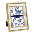 Laura Ashley 5x7 Gold Mirror Bead Picture Frame, Classic Mirrored Frame with Beaded Border, Wall-Mountable, Made for Tabletop Di