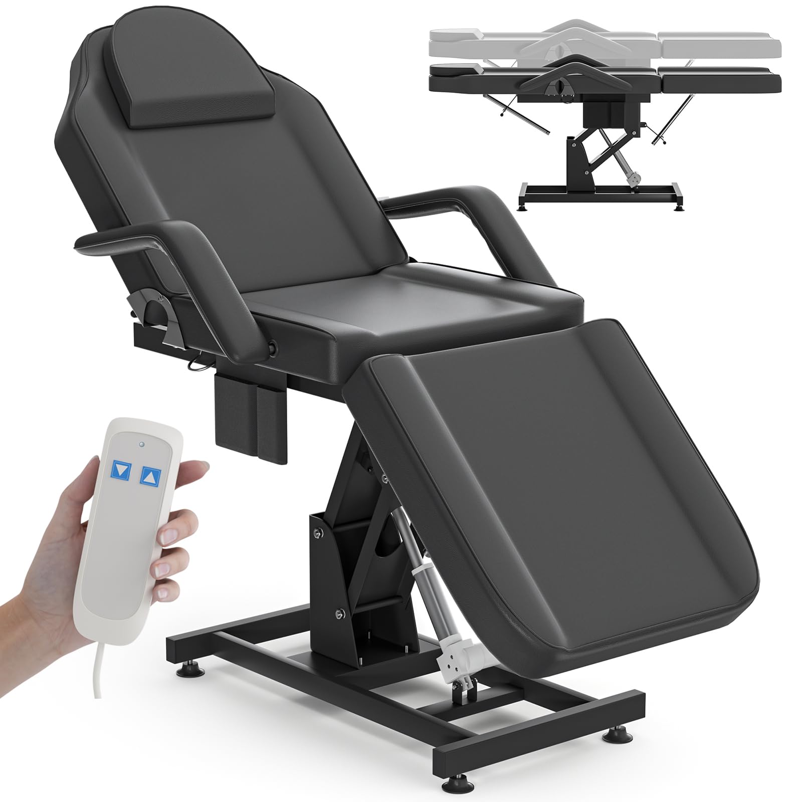 DeerDean Electric Facial Beds for Esthetician with Stool Adjustable Height Tattoo Chair Spa Bed 440lbs Capacity for Beauty