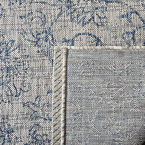 Safavieh Courtyard Collection 2'3' X 6'7' Grey/Navy Cy8680 Indoor/ Outdoor Patio Backyard Mudroom Runner Rug