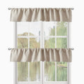 DecoHongDi 10 Inch Valances for Window 2 Panels,Kitchen Valances Light Blocking,Burlap Linen Textured Window Valances,104 Inch W