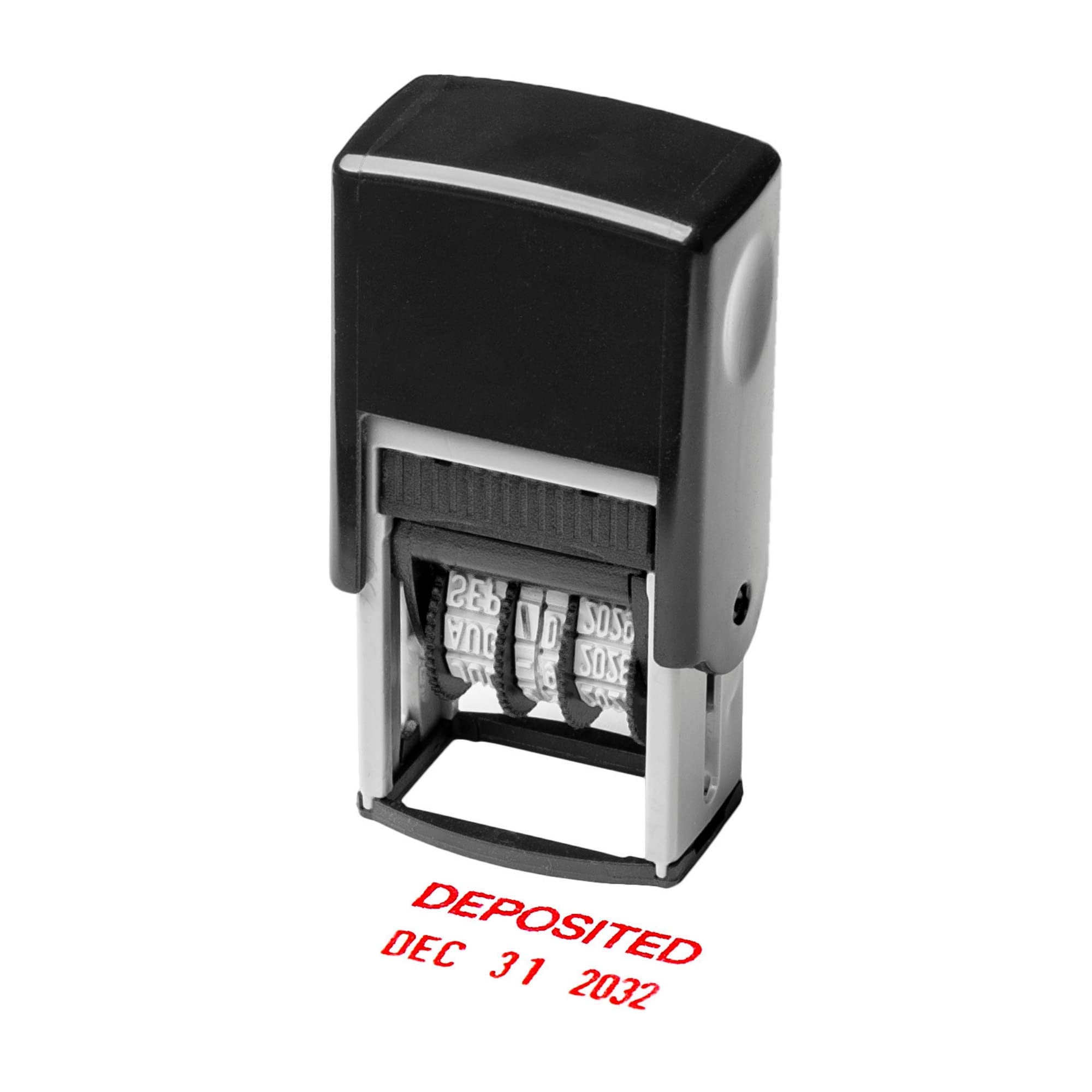 Self Inking Rubber Stamp, Phrase With Date Stamp, Refillable Office Supply Business Stamps (Deposited)