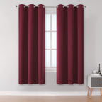 Dualife Christmas Decor Curtains - Burgundy Red Blackout Curtains For Bedroom Solid Thermal Insulated Window Curtain Panels With