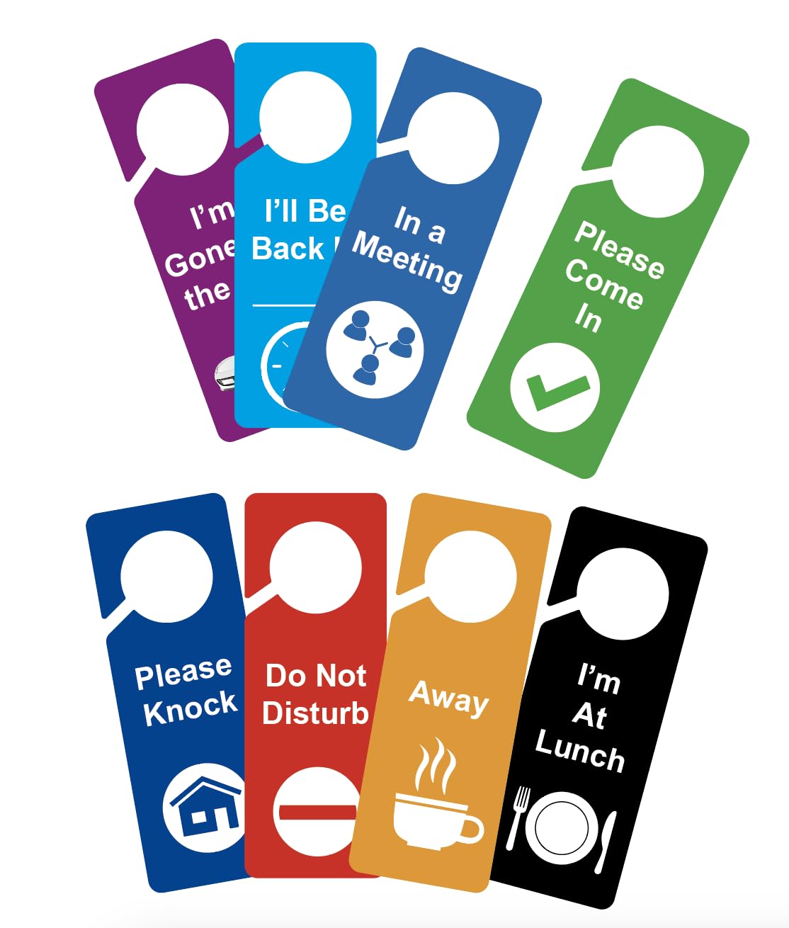 8 Pcs 3.5X9.5' Door Hanger Tags Sign Office Work In A Meeting Do Not Disturb Away Lunch Double Side Hanger Tags Sign