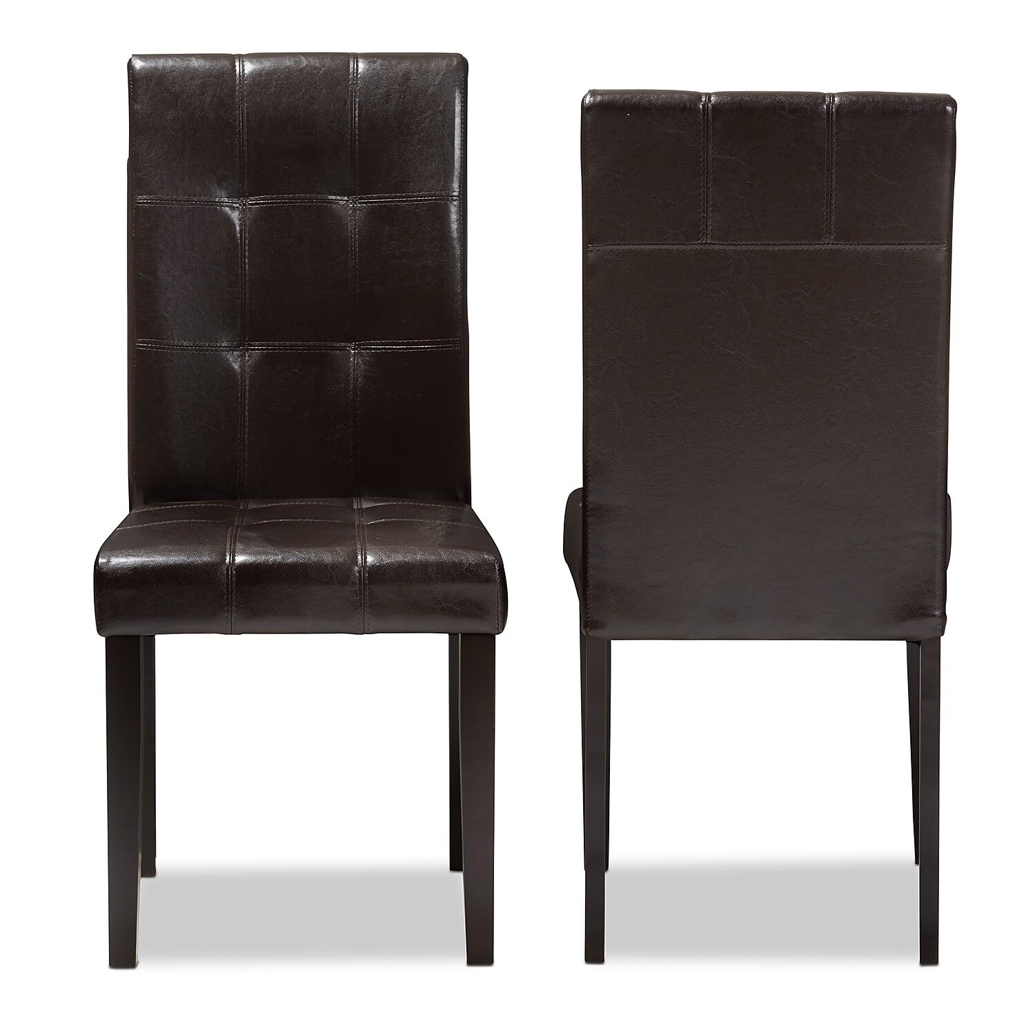 Baxton Studio Avery Modern and Contemporary Dark Brown Faux Leather Upholstered Dining Chair Set of 2