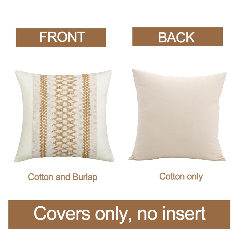Mayler Yee Throw Pillow Covers 20 X 20 Inch 1Pc For Farmhouse Living Room, Cotton & Burlap Textured Striped Woven Boho Pillow Co