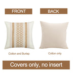 Mayler Yee Throw Pillow Covers 20 X 20 Inch 1Pc For Farmhouse Living Room, Cotton & Burlap Textured Striped Woven Boho Pillow Co