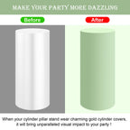 Saitimade Set Of 3 - Sage Green Cylinder Pedestal Stand Covers, Flexible Cylinder Stand Covers For Party, Wedding Or Birthday Ev