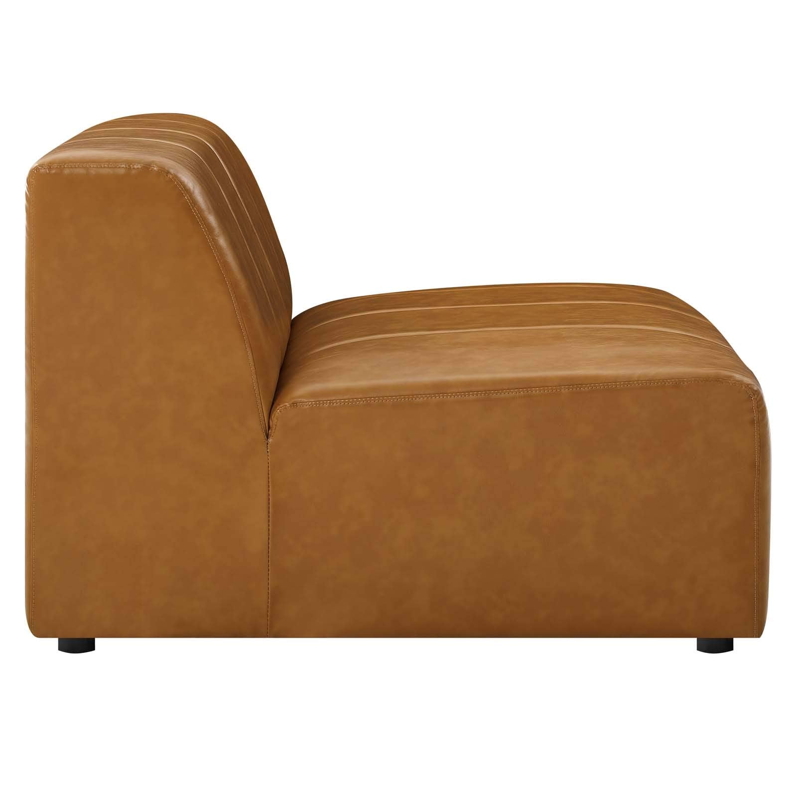 Modway Bartlett Channel Tufted Vegan Leather, Armless Chair, Tan