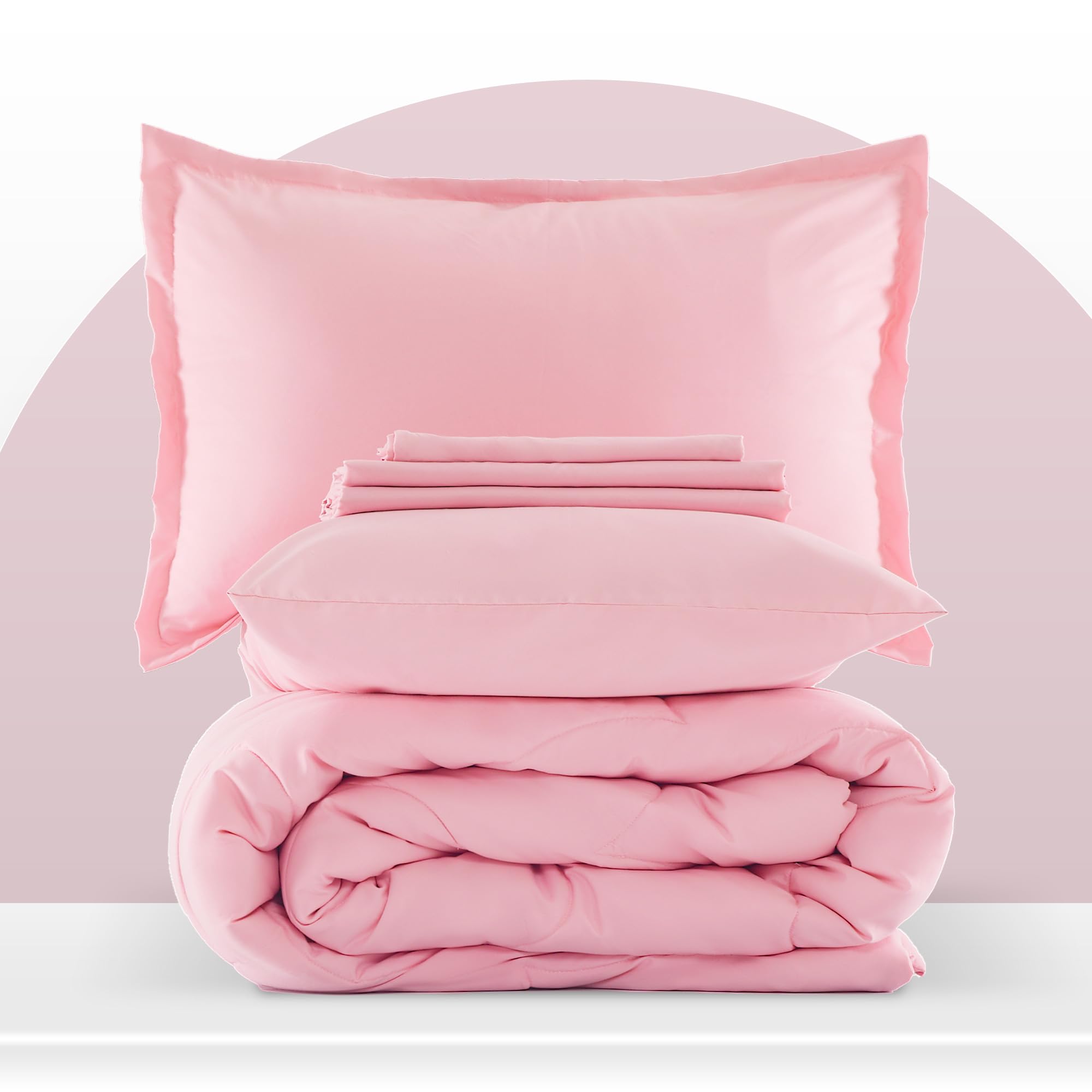 Sleep Zone Kids Pink Twin Bedding Comforter Set - Super Cute & Soft Girls Bedding 5 Pieces Set With Comforter, Sheet, Pillowcase