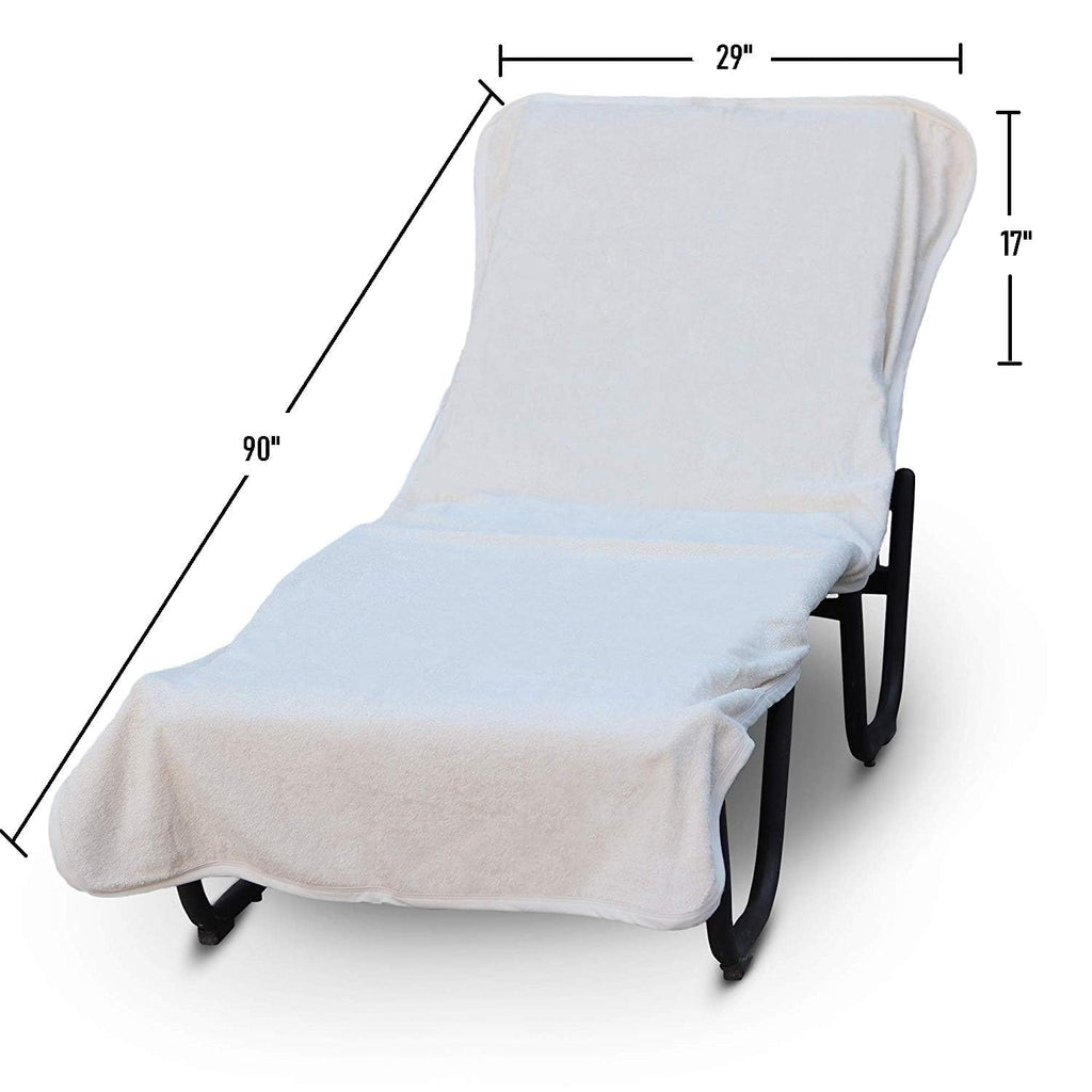 Luxury Hotel & Spa Monogrammed Pool Chaise Lounge Cover, Gold Embroidered - Extra Absorbent 100% Turkish Cotton- Soft Terry - Hotel-Style, Standard Size 90' X 29' - Script G White