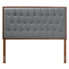 Baxton Studio Harumi Classic And Traditional Grey Fabric And Walnut Brown Finished Wood King Size Headboard
