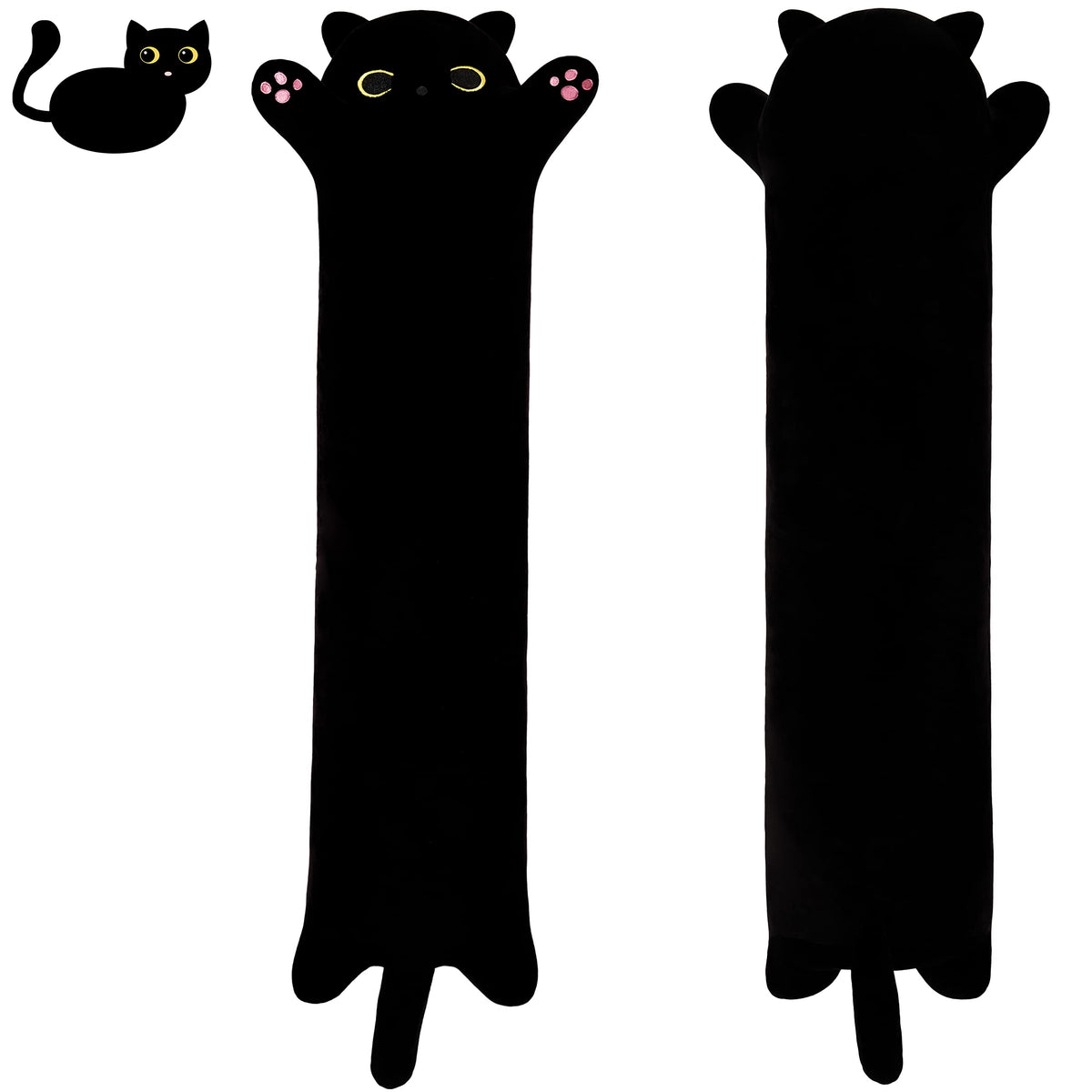 Yeqivo Soft Plush Cat Body Pillow, Long Stuffed Animal Toy Kitten Throw Pillow Gift For Kids, Girlfriend (70Cm,Black)