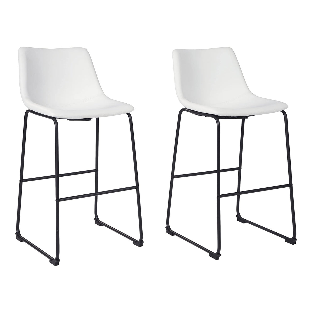 Signature Design By Ashley Centiar Urban Industrial 28.75' Pub Height Bucket Seat Barstool, 2 Count, White