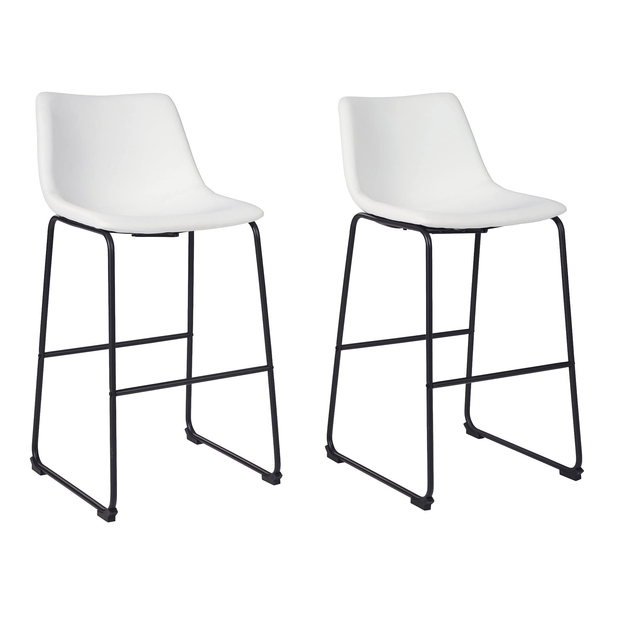 Signature Design By Ashley Centiar Urban Industrial 28.75' Pub Height Bucket Seat Barstool, 2 Count, White
