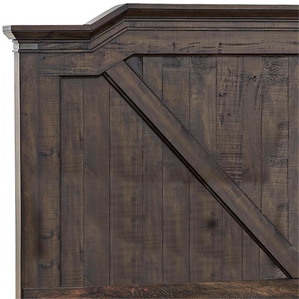 American Woodcrafters Farmwood Rustic Brown Wood Queen Panel Headboard