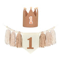 MERISHOPP High Chair Banner Photo Prop Tassel Garland for Bedroom Baby Boys Girls Brown| Party Decorations | Birthday Decoration