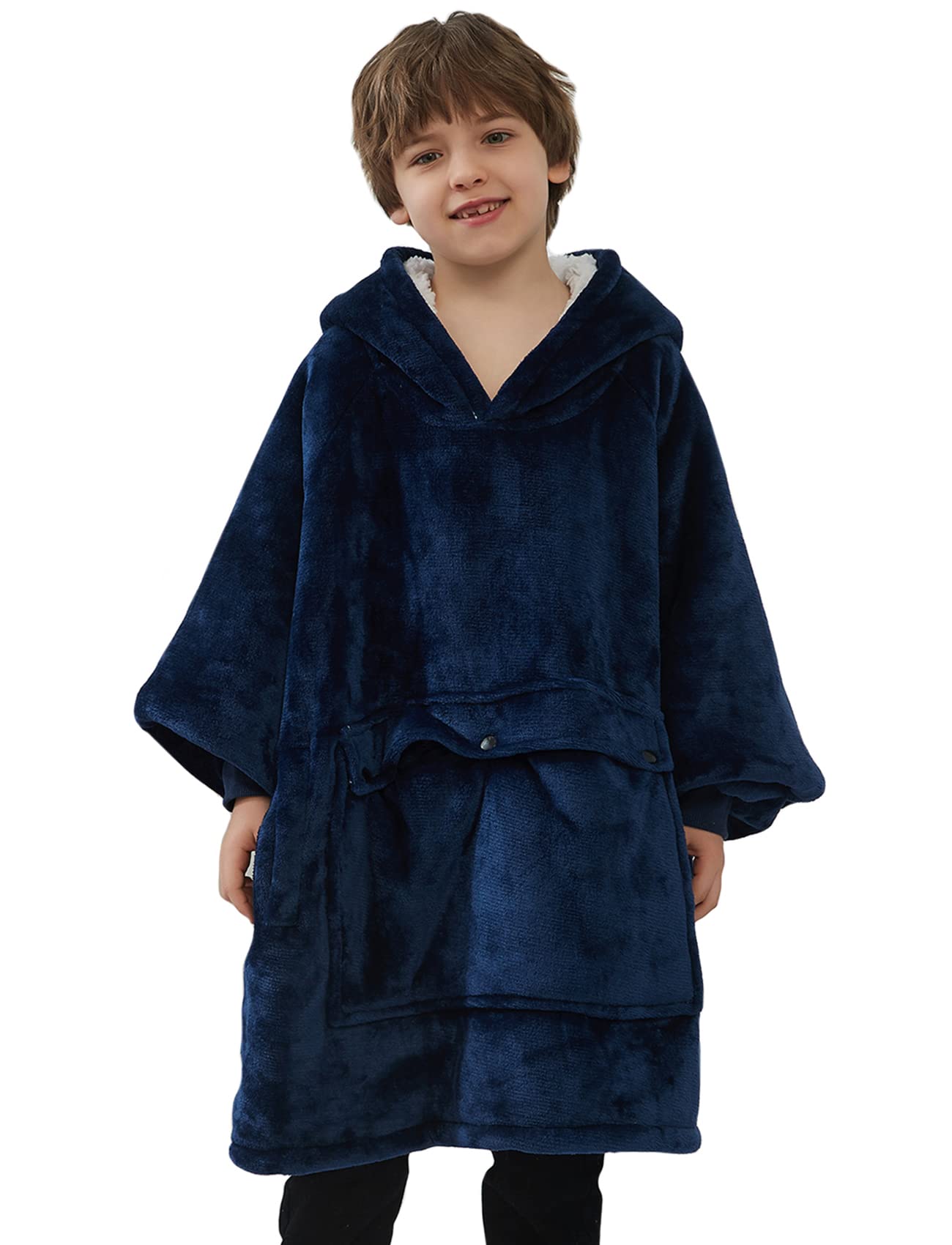 Wearable Blanket Hoodie For Kids Oversized Sherpa Blanket Sweatshirt Cozy Flannel Sweater Blanket 6-10 Years Old Boy Birthday Gi